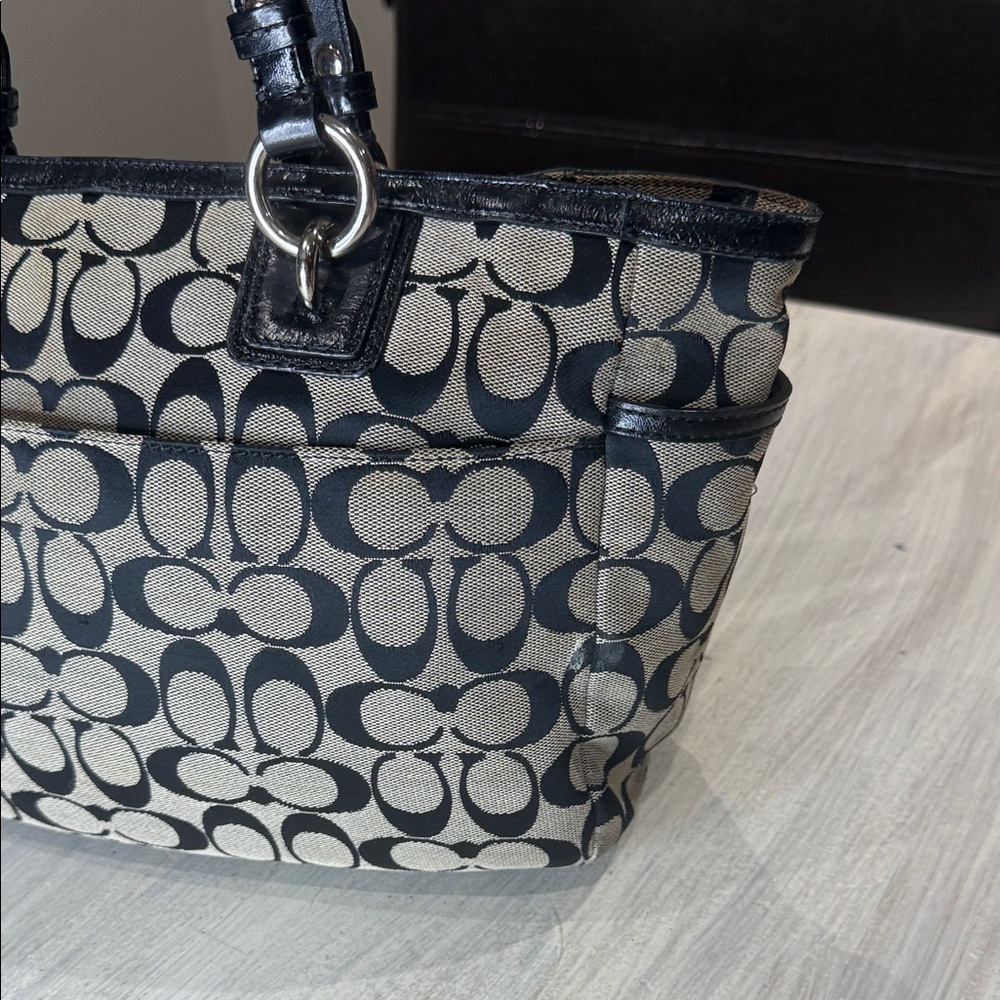 Coach Black and Tan Signature Tote - Picture 5 of 13